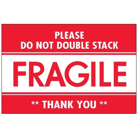 Bsc Preferred 2 x 3'' - ''Fragile - Do Not Double Stack'' Labels BUY00021197